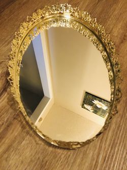 Vintage Gold Mirrored  Trinket Tray 13 X 8 Thumbnail