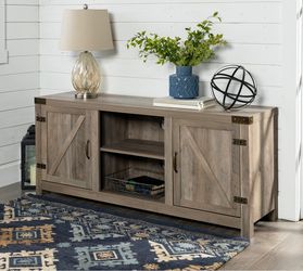 Modern, Rustic Barn Door TV Stand for TV ( 64") - Multiple Finishes Thumbnail