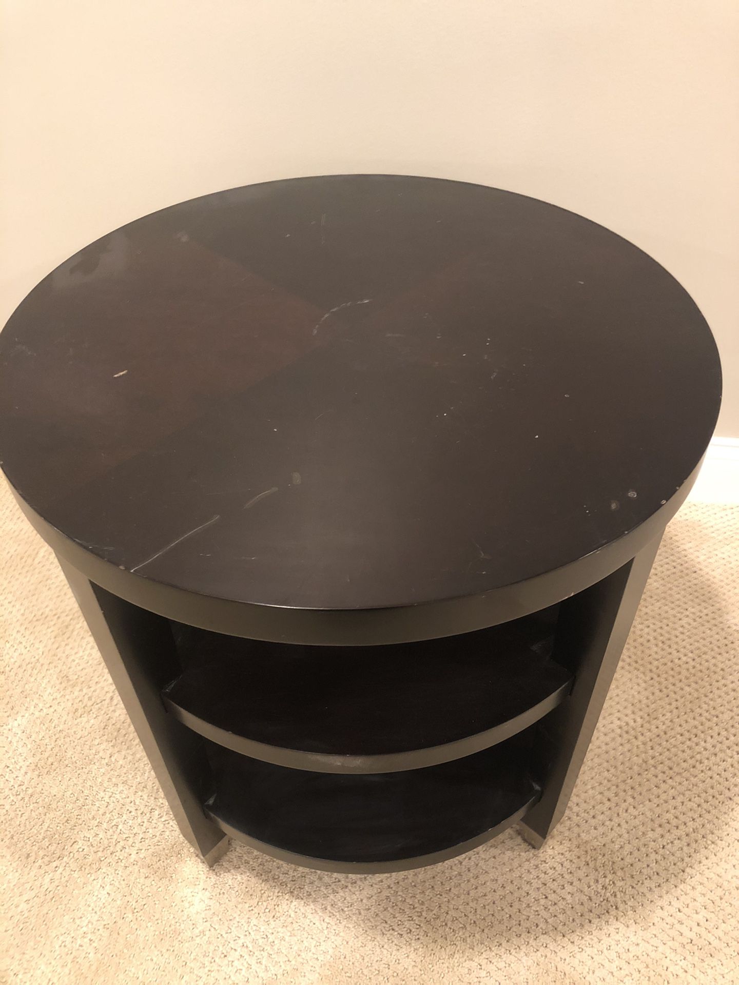 24” Round Wooden End Table
