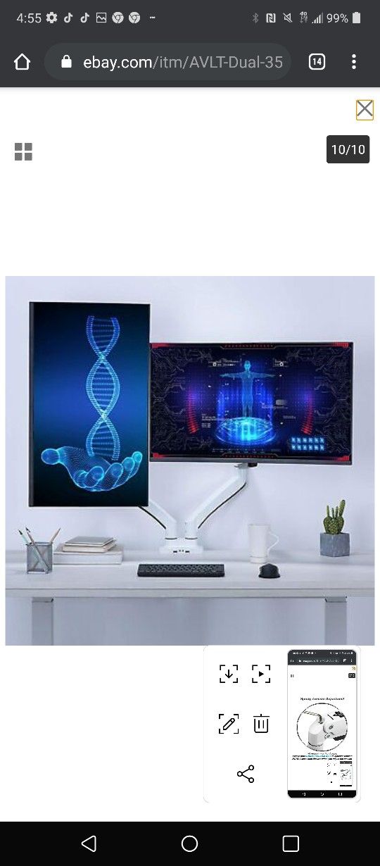 AVLT Dual 35" Monitor Desk Stand - Mount Two 33 lbs Computer Screens