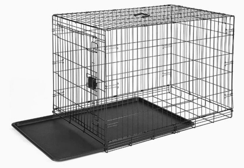 Amazon Basics Foldable Metal Wire Dog Crate with Tray, Single Door, 36 Inch