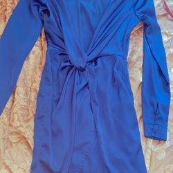 Royal Blue Satin Dress  Thumbnail