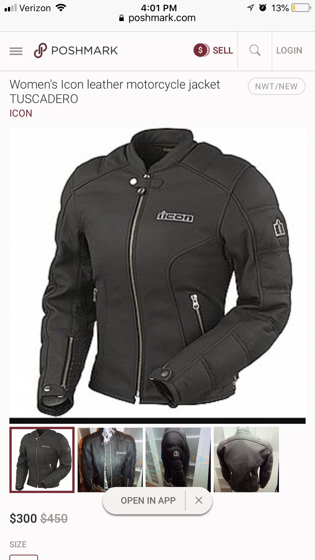 Woman’s ICON Tuscadero Leather Motorcycle Jacket sz Small