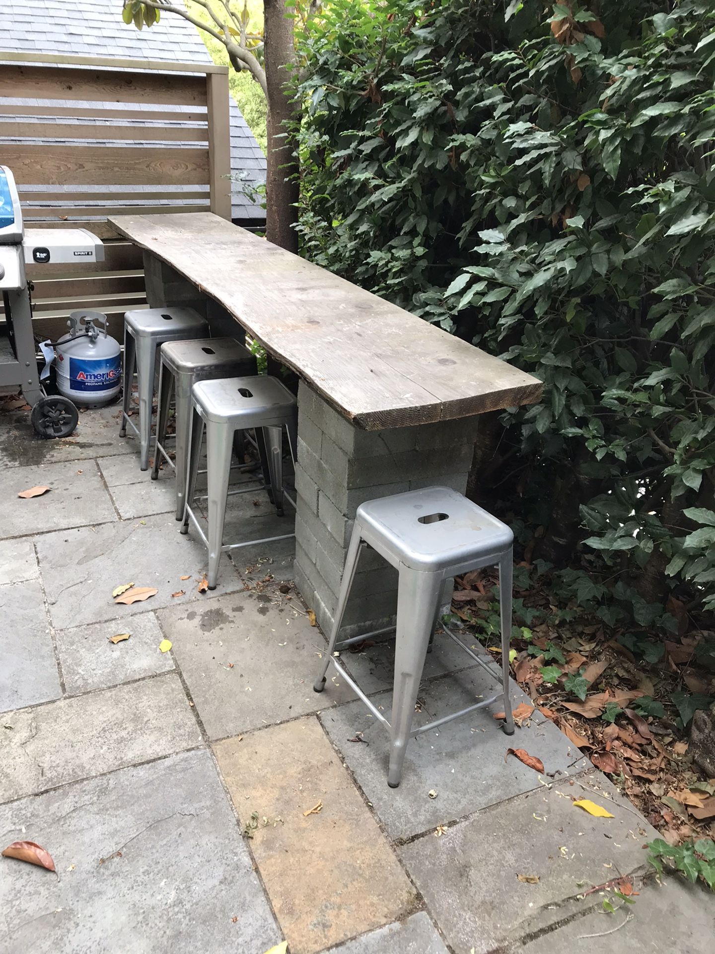 FREE: Two Live Edge Cedar Pieces & Fifty 8x16x4 Concrete Blocks