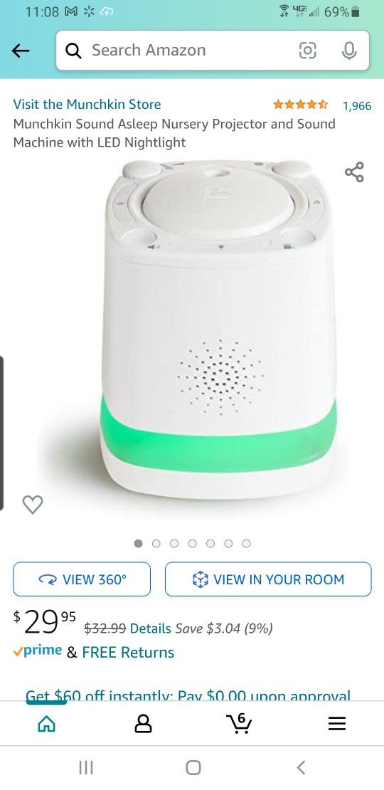 Munchkin Sound Asleep Nursery Projector and Sound Machine with LED Nightlight