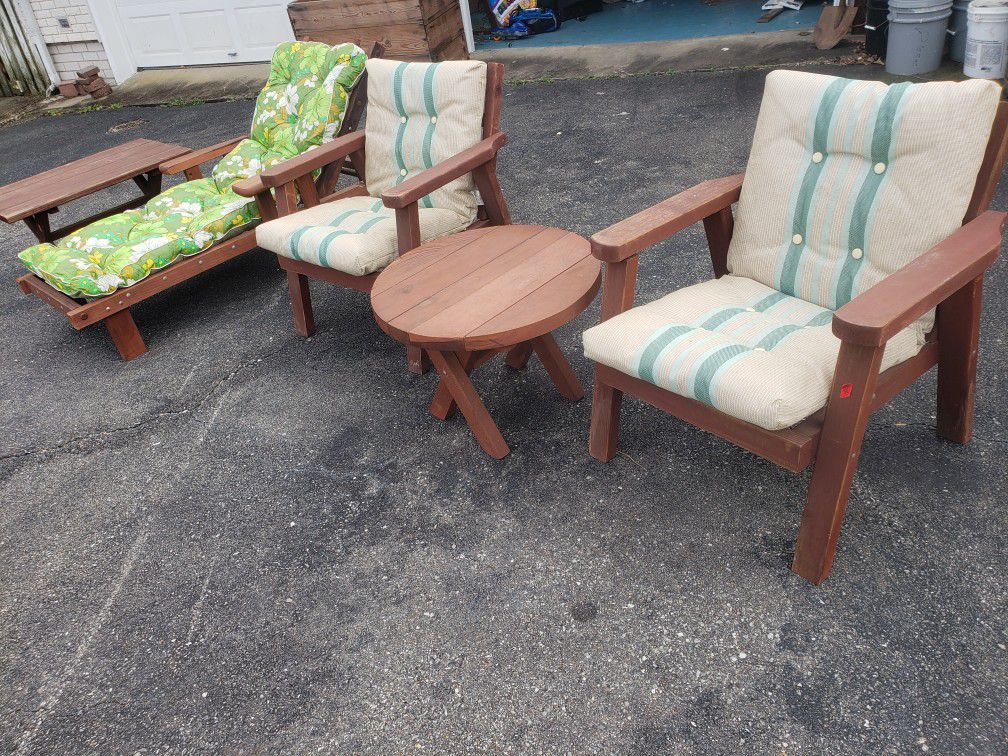 Vintage Redwood Deck Patio Furniture 5, Redwood Outdoor Furniture Cushions