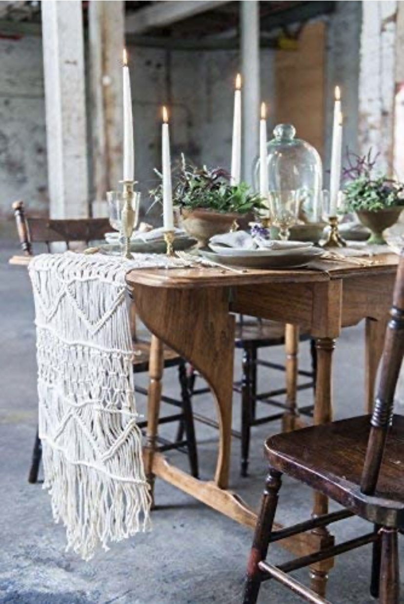 Macrame Table Runner Handwoven Boho Wedding Table Decoration Bedding Blanket,13.8"x 94"