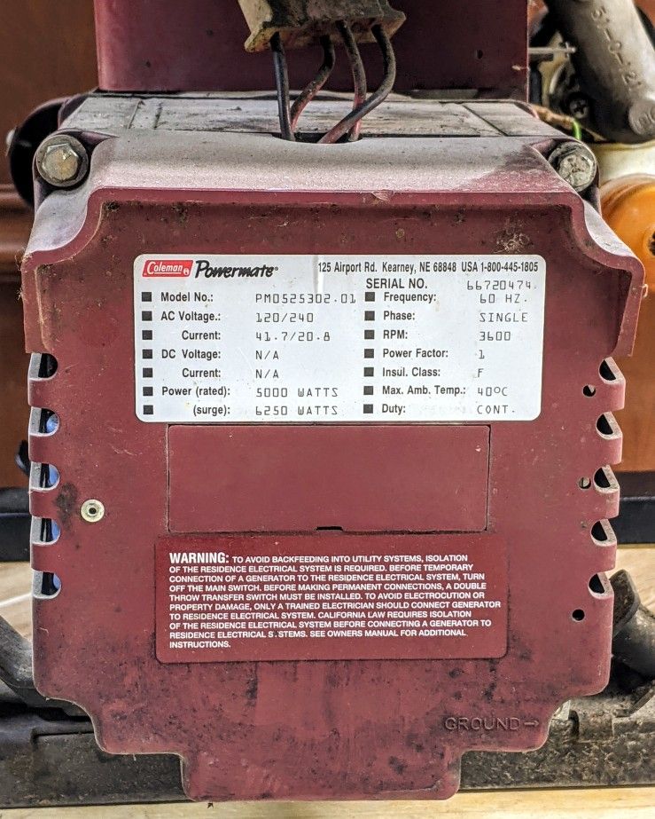 Coleman 5000 ER Plus Portable Generator PM0525302-01