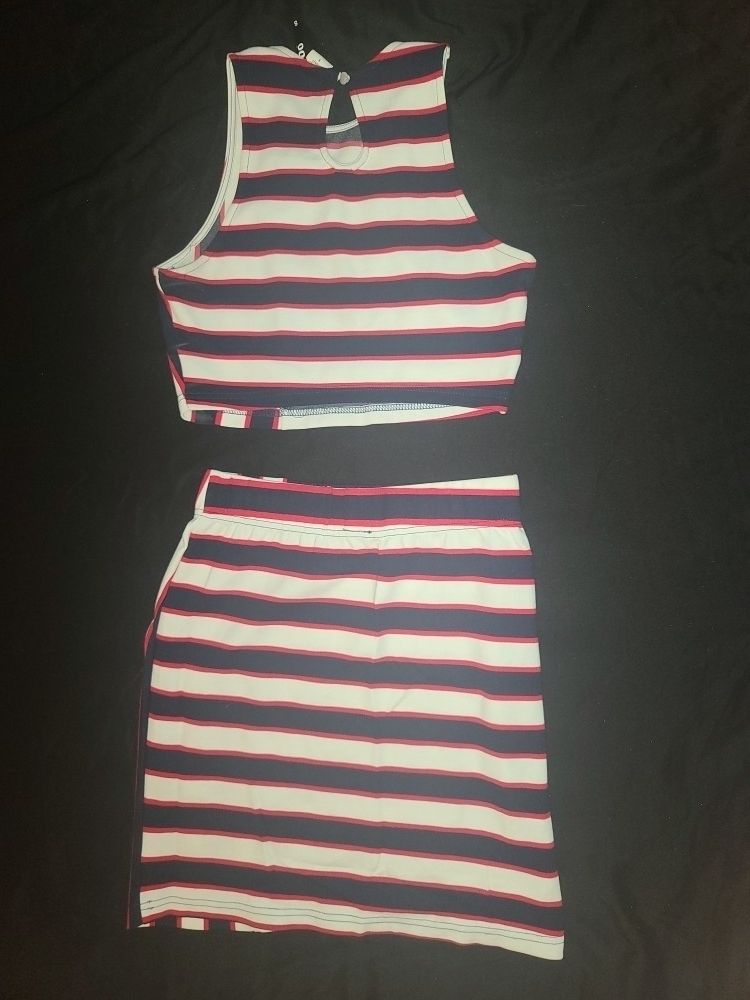 Stripped Skirt Set