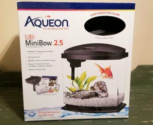 AQUEON (LED) MINIBOW 2.5 GALLON AQUARIUM FISH TANK W/ORG. BOX & MANY EXTRAS FOR BETTAS Thumbnail