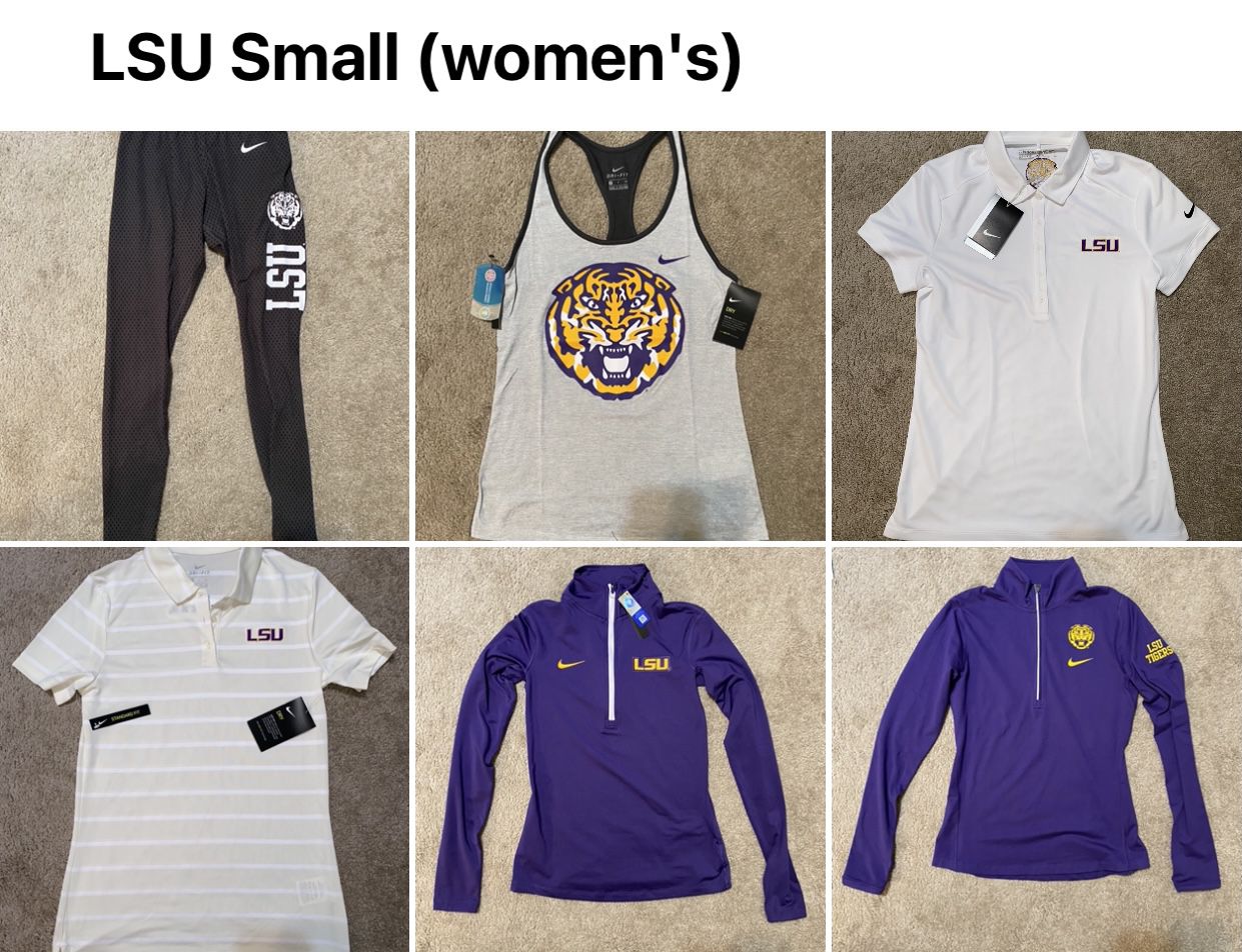 LSU Nike Gear size Small - Shorts, Shirts, Jackets, Polos, Sweats