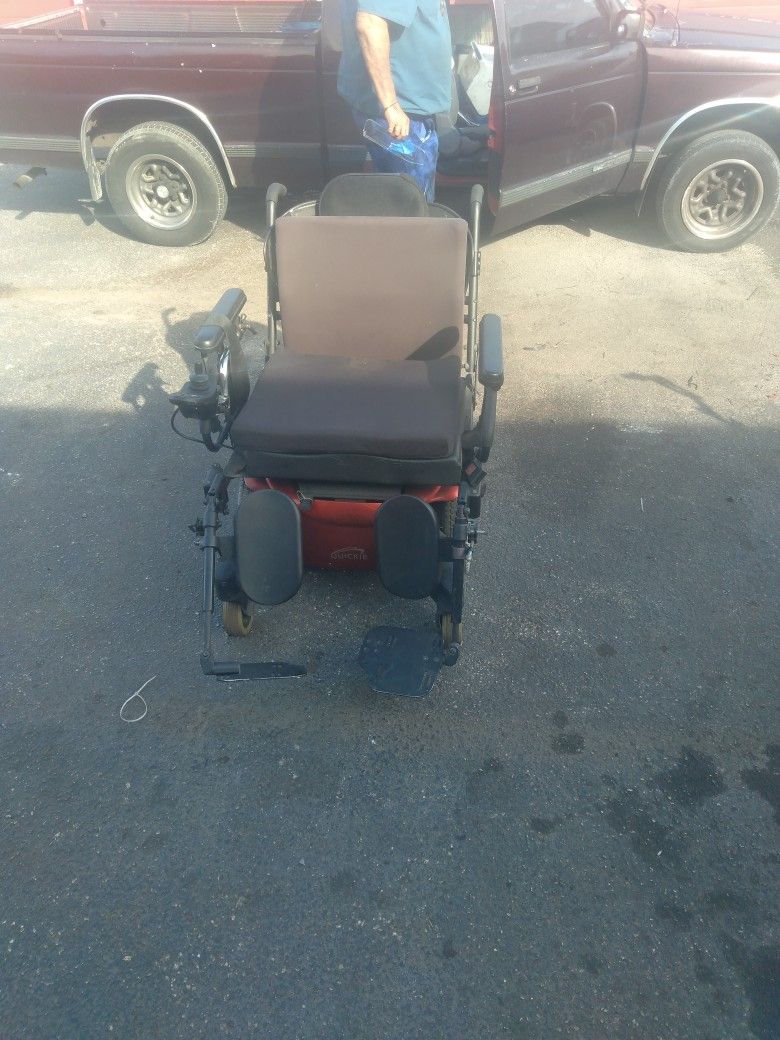 Mobility Chair, Quikie 715, Red Metallic, Extra Large, New Batteries, Adjustable Legs & Headrest, Adjustable Controller, 4 Speed Levels