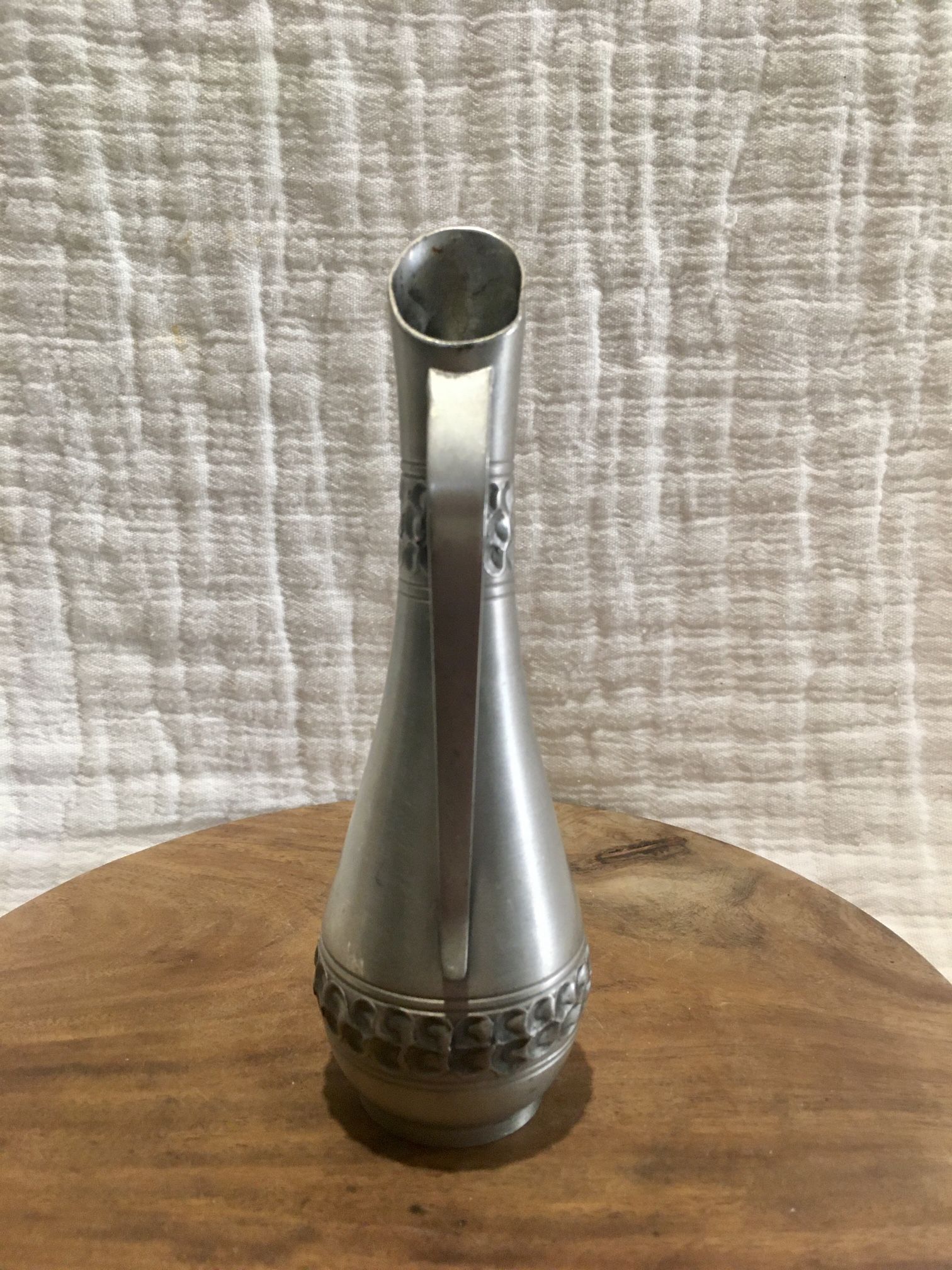 6.5” Vintage PERLETINN NORWAY Slim Pewter Pitcher Vase Mid Century Modern Minimalist Home Decor