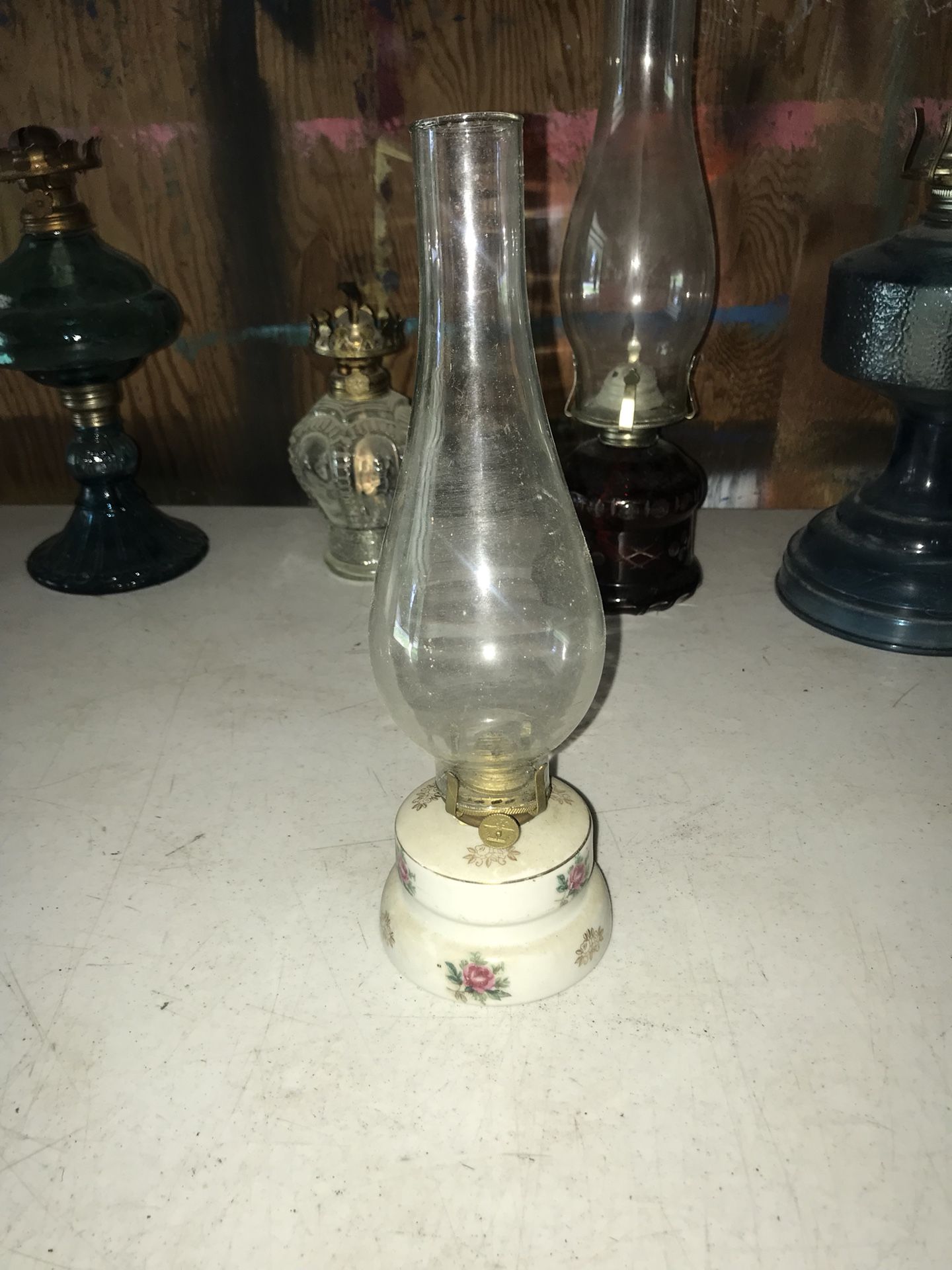Small vintage hurricane lamp
