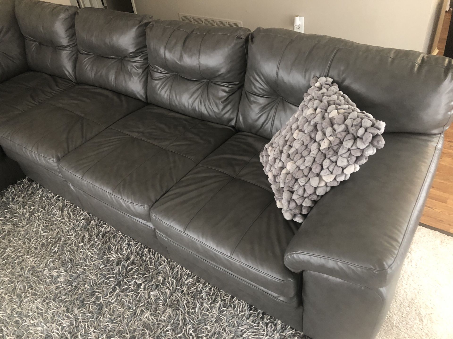 GREAT CONDITION! GRAY LEATHER SECTIONAL SOFA