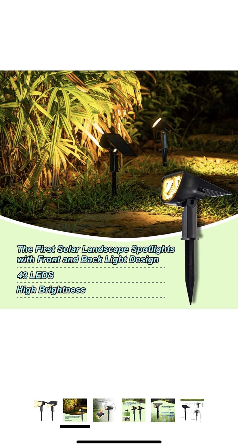 43 LEDs Solar Spotlight Wireless Adjustable Solar Spot Lights Outdoor Waterproof 2-in-1 Solar Landscape Lights for Yard Garden Walkway Porch Pool Driv