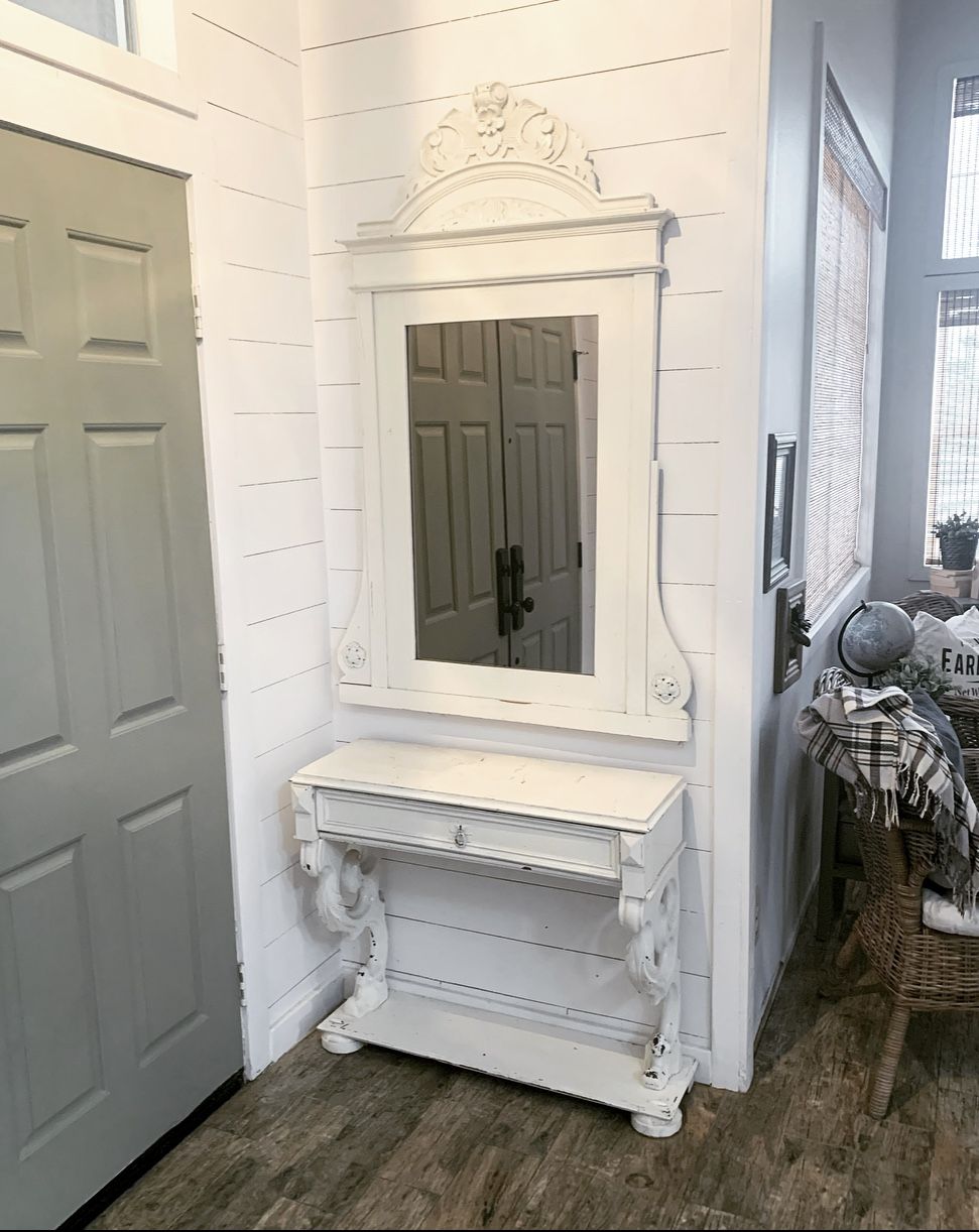 Antique White Mirror & Console VINTAGE Shabby