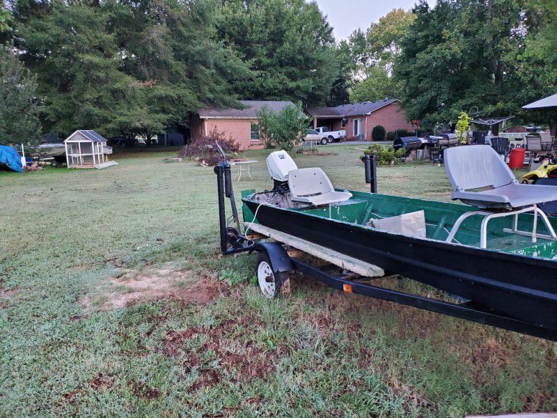 14 Ft. Flat Bottom Boat And Trailer