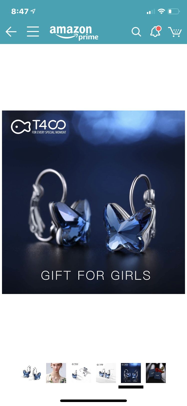 Blue purple butterfly bracelet, earrings & necklace