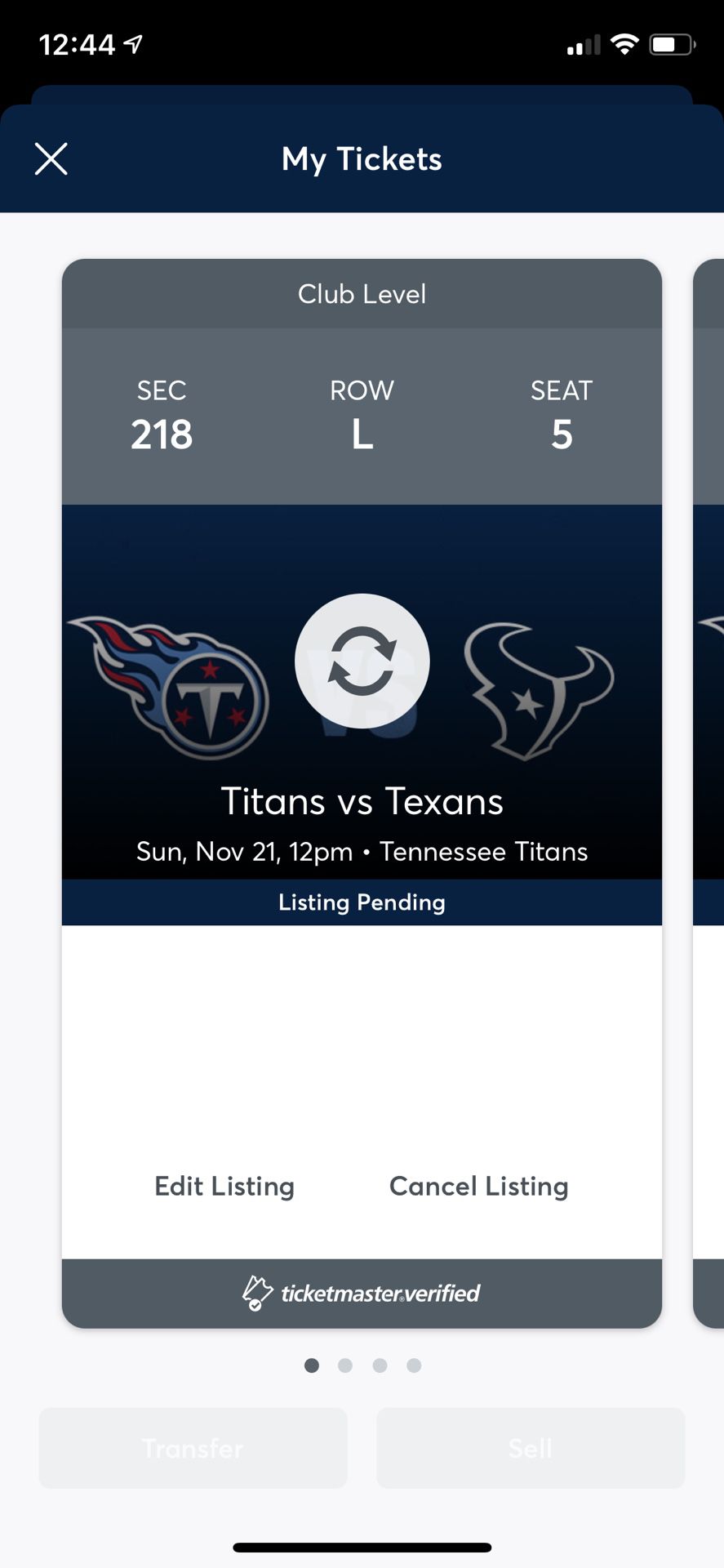 Titans vs Texans - Club level