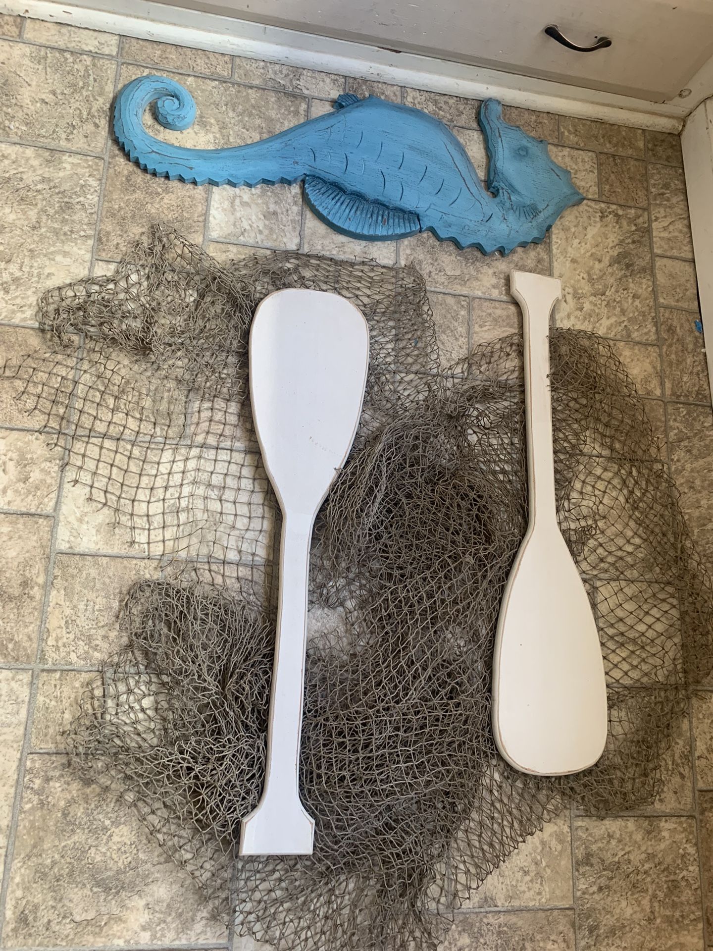 Nautical Theme Paddles, Seahorse & Fishnet