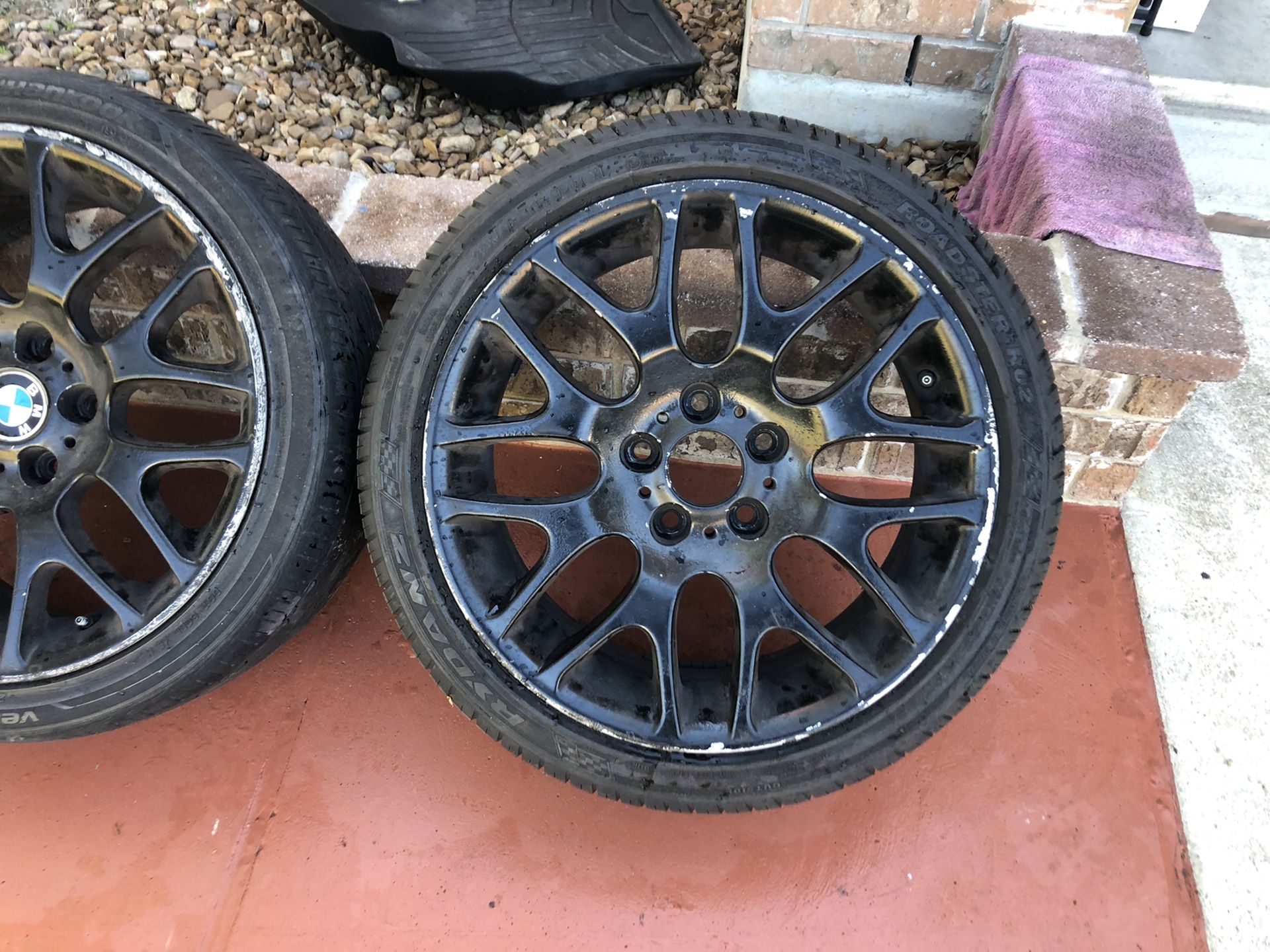 BMW wheels rims tires. I’m not sure what year car these will fit but