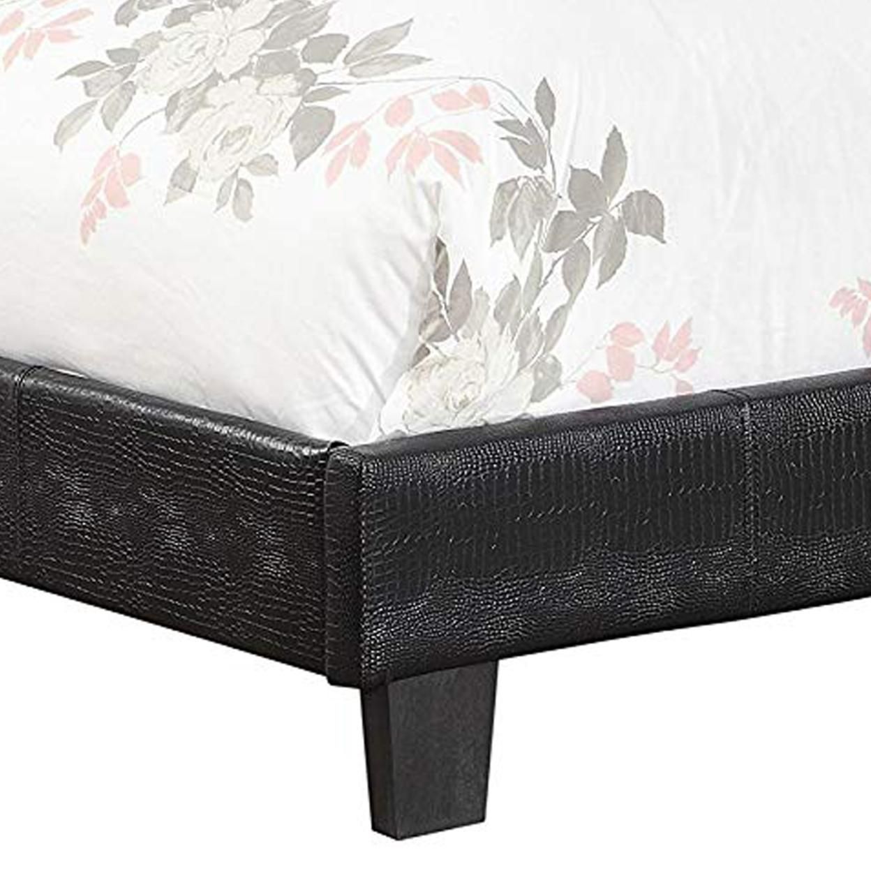 Saltoro Sherpi Contemporary Twin Platform Bed with Textured Leatherette Upholstery, Black