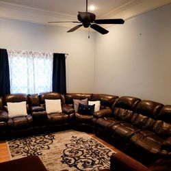 Leather Sectional with recliner chair Thumbnail
