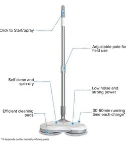 Ontseev Cordless Electric Mop & Bucket for Floor Cleaning Auto Self Clean Spin-Dry Spray Mop Scrubber Floor Cleaner Machine Rechargeable Low Noise Thumbnail