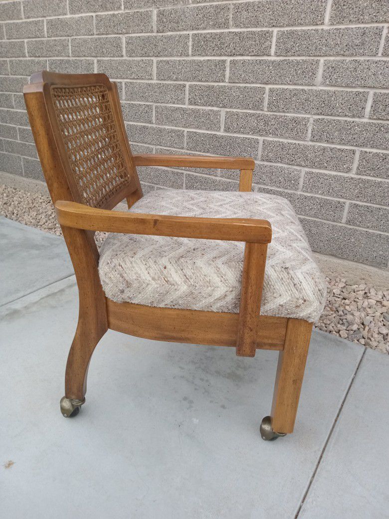 Vintage Boho Rattan Accent Chair On Casters