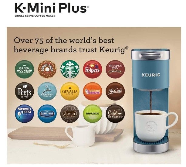 Keurig K-Mini Plus Coffee Maker, Single Serve K-Cup Pod Coffee Brewer, Comes With 6 to12 Oz Brew Size, K-Cup Pod Storage, and Travel Mug Friendly