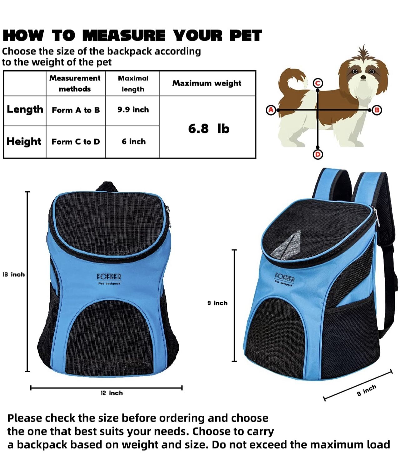 Dog Carrier Backpacks for Small Dogs, Cat Backpack with Breathable Mesh Ventilated Design