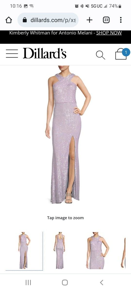 Lavender Sequin Crisscross Top Gown