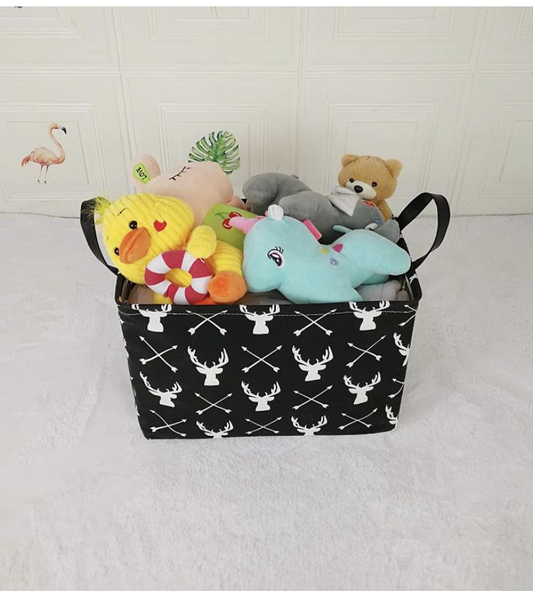 2pack  Rectangle Toy Bin Waterproof storage organizer for Nursery Hamper Home decor Closet Kids Bedroom Laundry Baby Gift Shelf Baskets(Deer)