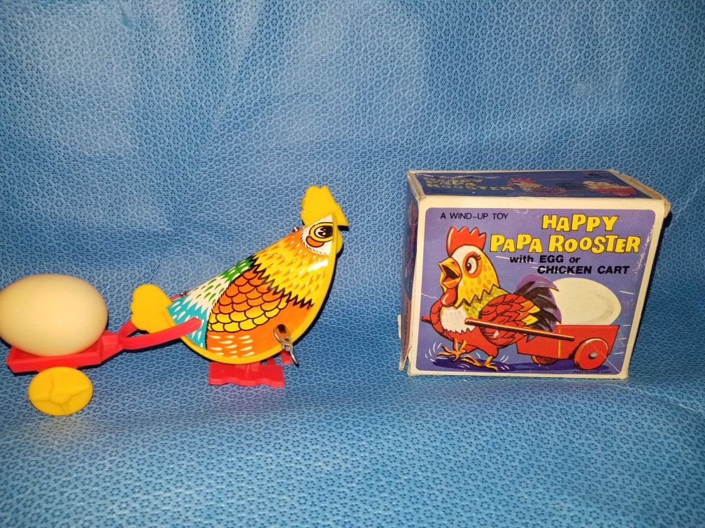 Vintage Happy Papa Rooster wind up toy