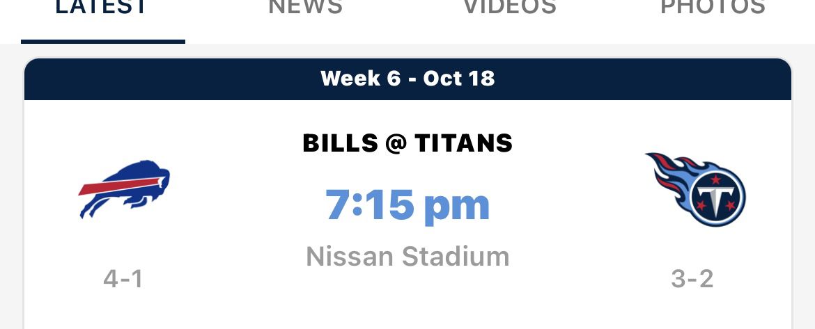 Titans Vs Bills ( ‘Monday Night Football 