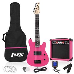 NIB LyxPro 30” Electric Guitar & Starter Kit for Kids with 3/4 Size Beginner’s Guitar & Amp, Pink Thumbnail