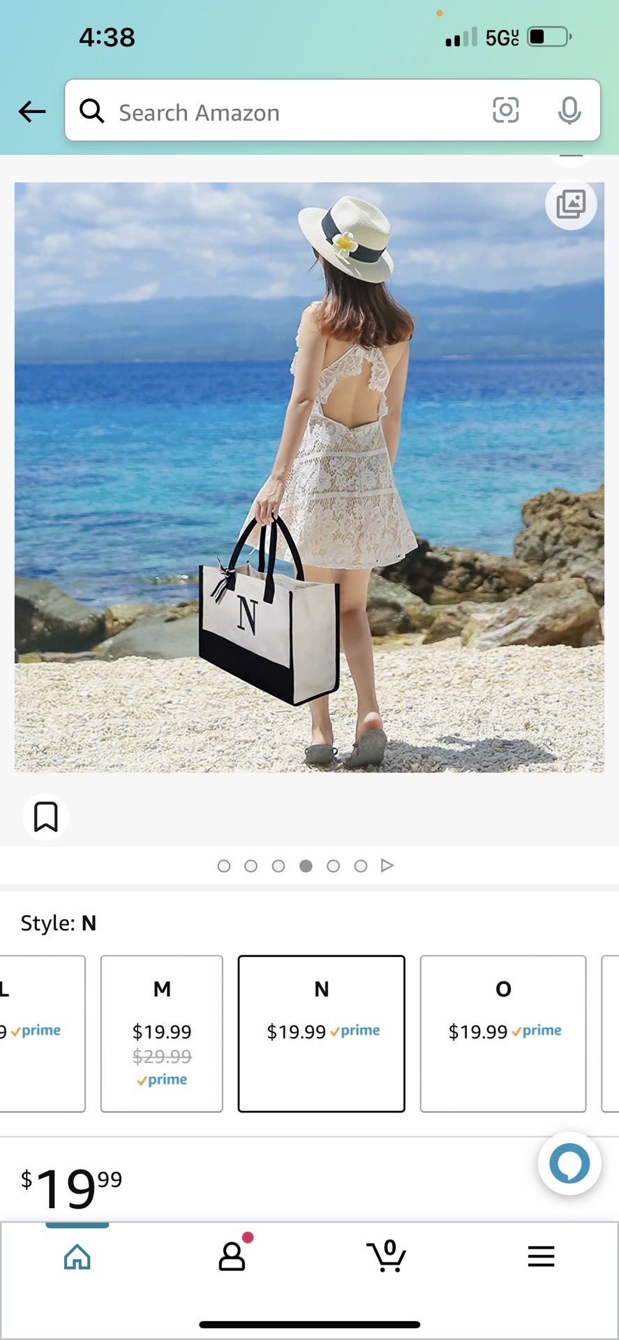 Personalized Initial Canvas Beach Bag, Monogrammed Gift Tote Bag for Women
