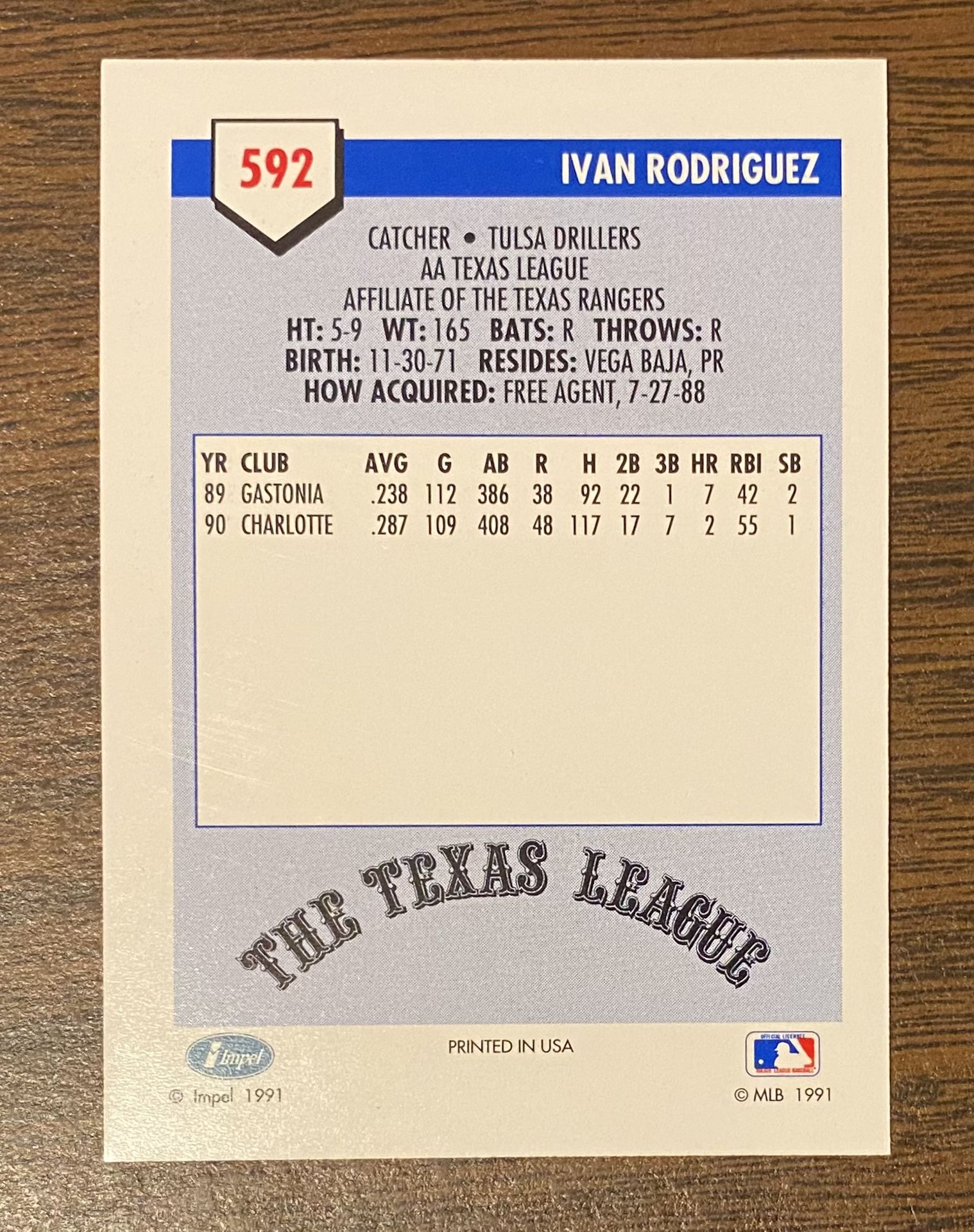 LOT OF 3 IVAN “PUDGE” RODRIGUEZ 1991 MINOR LEAGUE ROOKIE BASEBALL CARDS HOF x 3