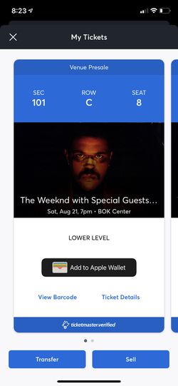 Two The Weeknd Tickets @ The BOK in Tulsa, OK Thumbnail