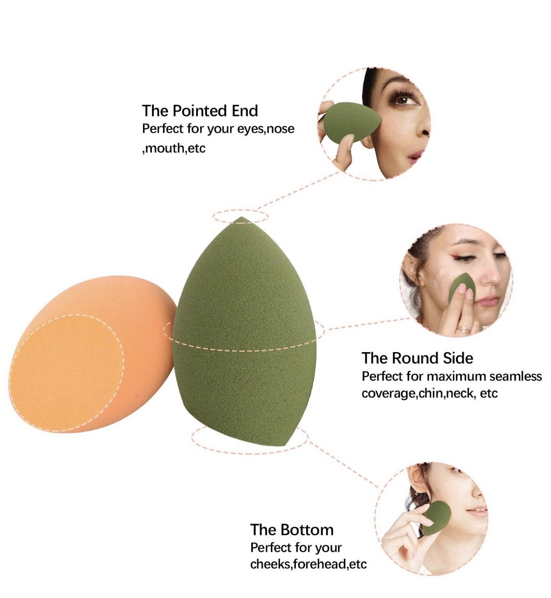 Makeup Sponge with Dry Holder Beauty Sponge Blender Flawless Foundation for Liquid Cream and Powder (4+1Pcs)