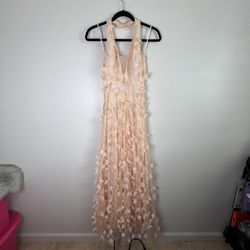EUC Speechless Blush Pink Halter Applique Maxi Prom Gown sz 1 Thumbnail
