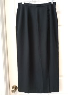 Anthony Mark Hankins Black Elastic Waist Split Front Plain Midi Pencil Skirt Size 12 Thumbnail
