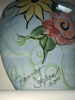 Hand Painted Ceramic Vase By Alaskan Artists Thumbnail