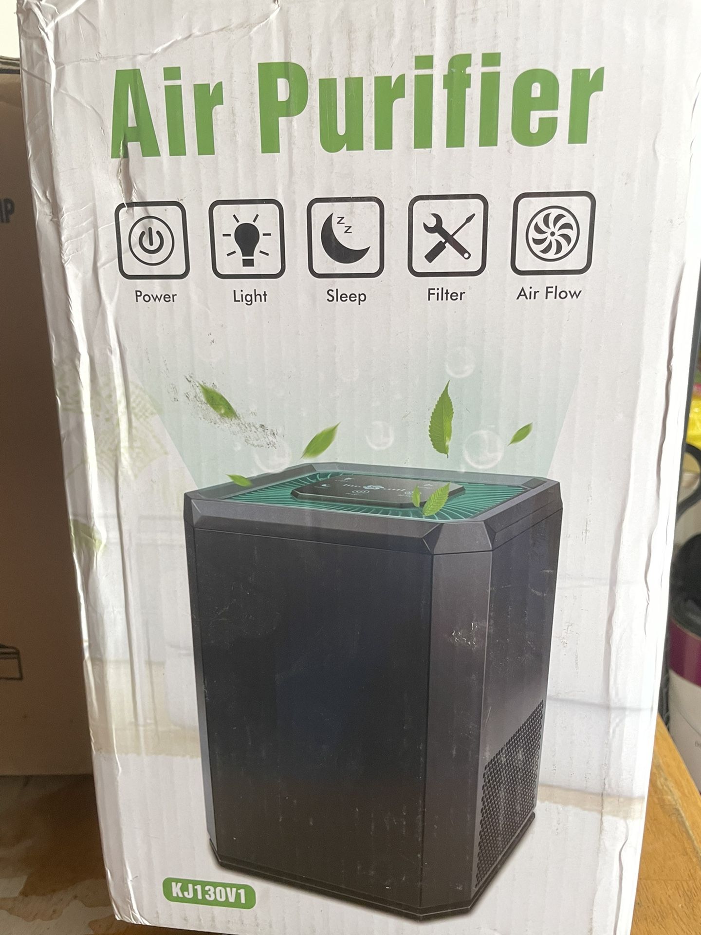 Keenstone KJ130V1 Air Purifier with HEPA Filter, 5-Speed, Black, 100-240V, 17W