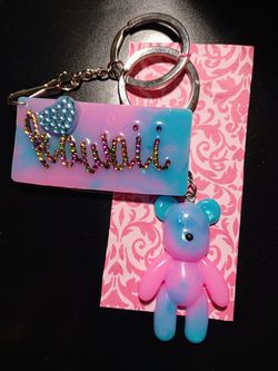 Light Blue & Pink Kawaii Keychain Thumbnail