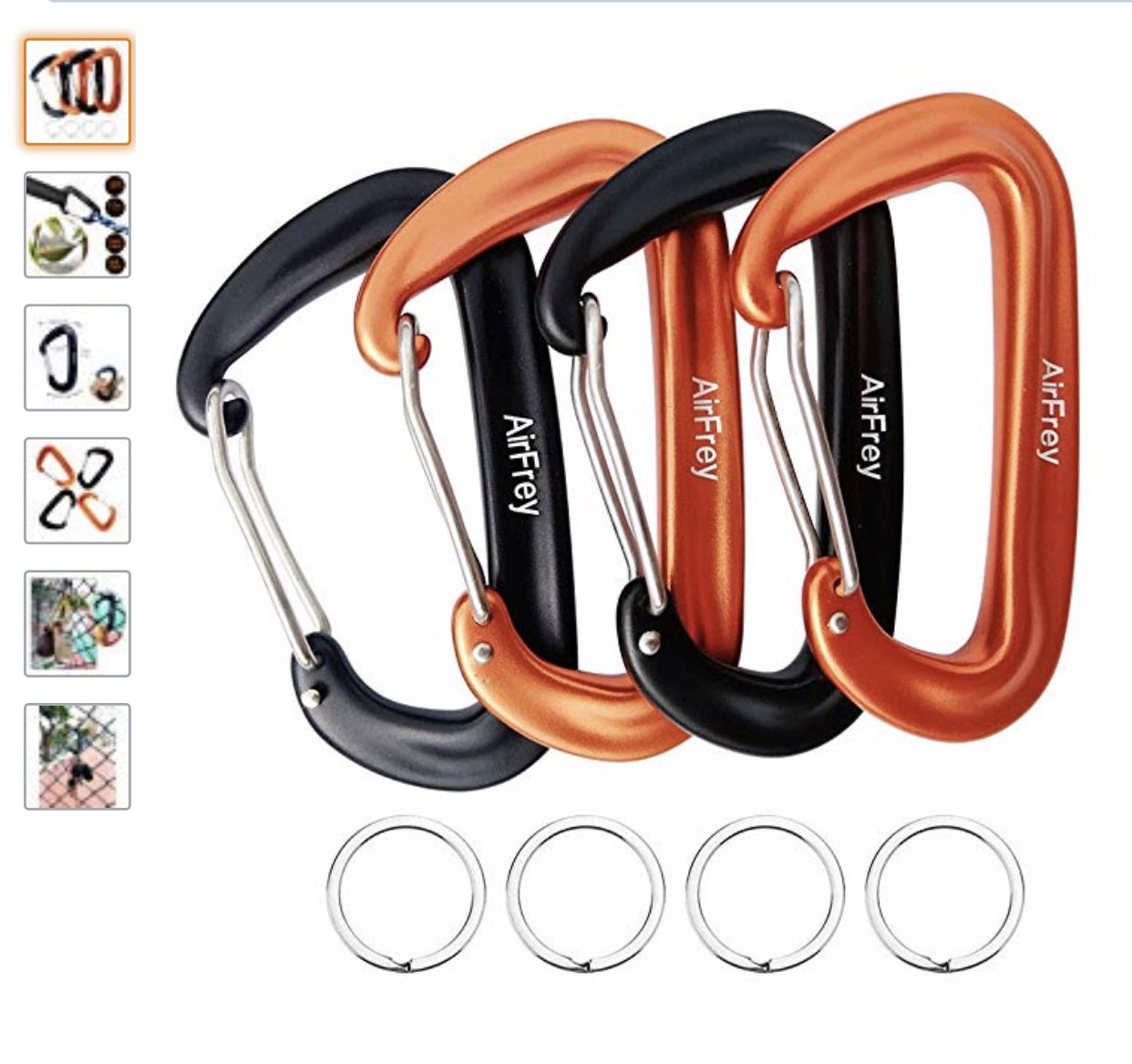 AirFrey Carabiner Clip 12KN Wiregate 7075 Aluminum Alloy Carabiners