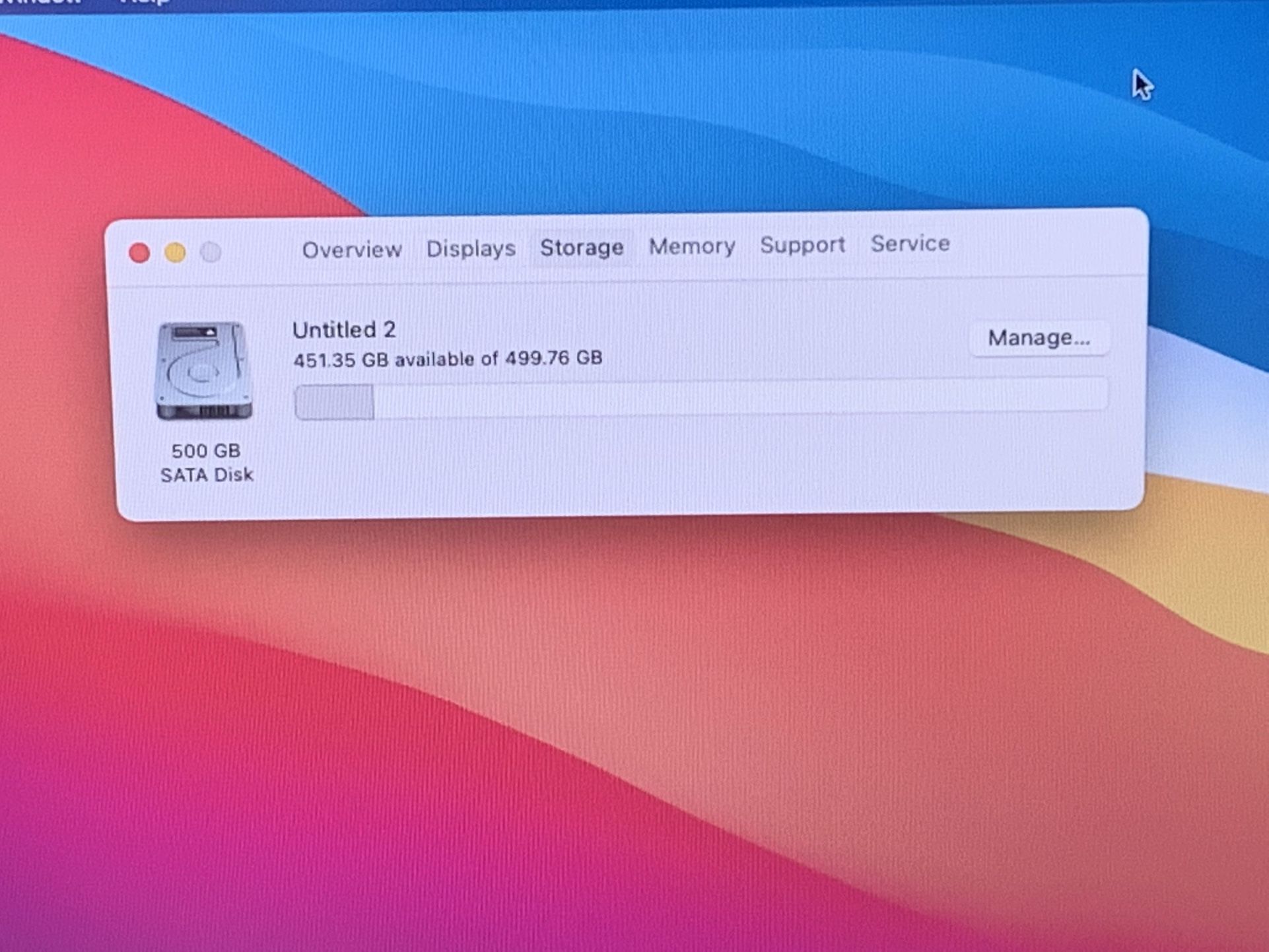 Macbooo Pro 13” 2.5GHz i5 2012 8GB RAM 500HB HDD MacOS BIG SUR 2021