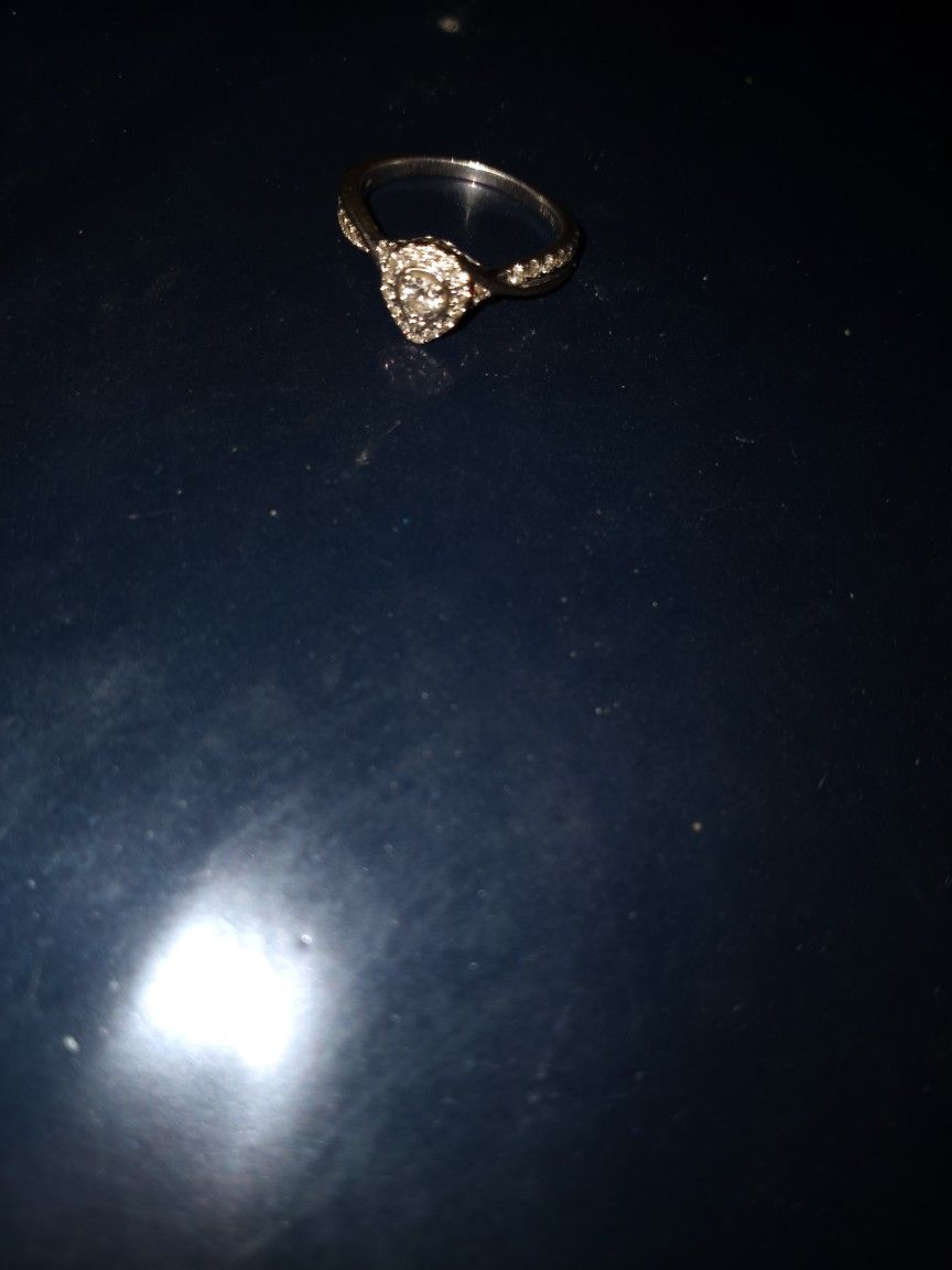 3/8 14k White Gold Pear Diamond Engagement Ring
