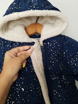 18m / 2T Blue Gold Star And Moon Winter Jacket Thumbnail